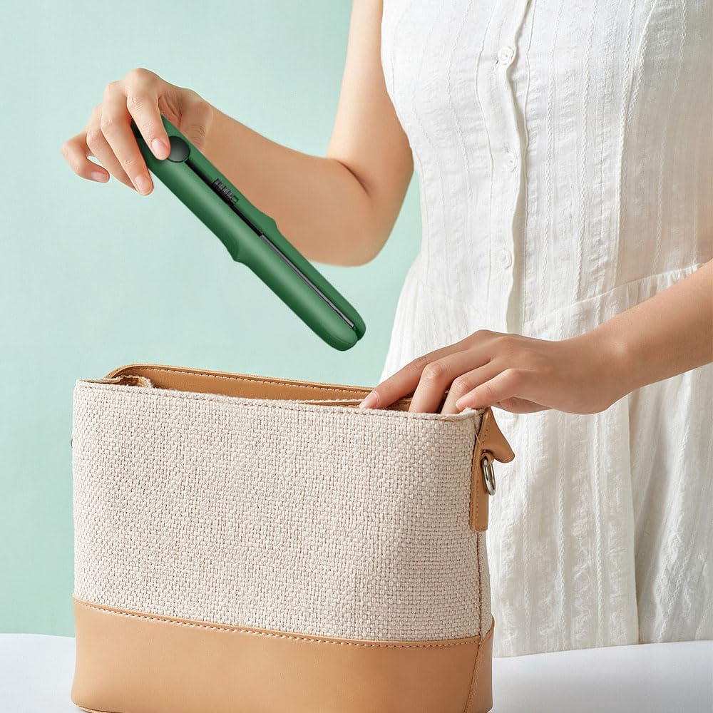 2025 New Mini Dual-Purpose Curling Iron, 2-in-1 Curling Wand Flat Iron Hair Straightener, Travel Curling Iron for All Hair Types (Pink)