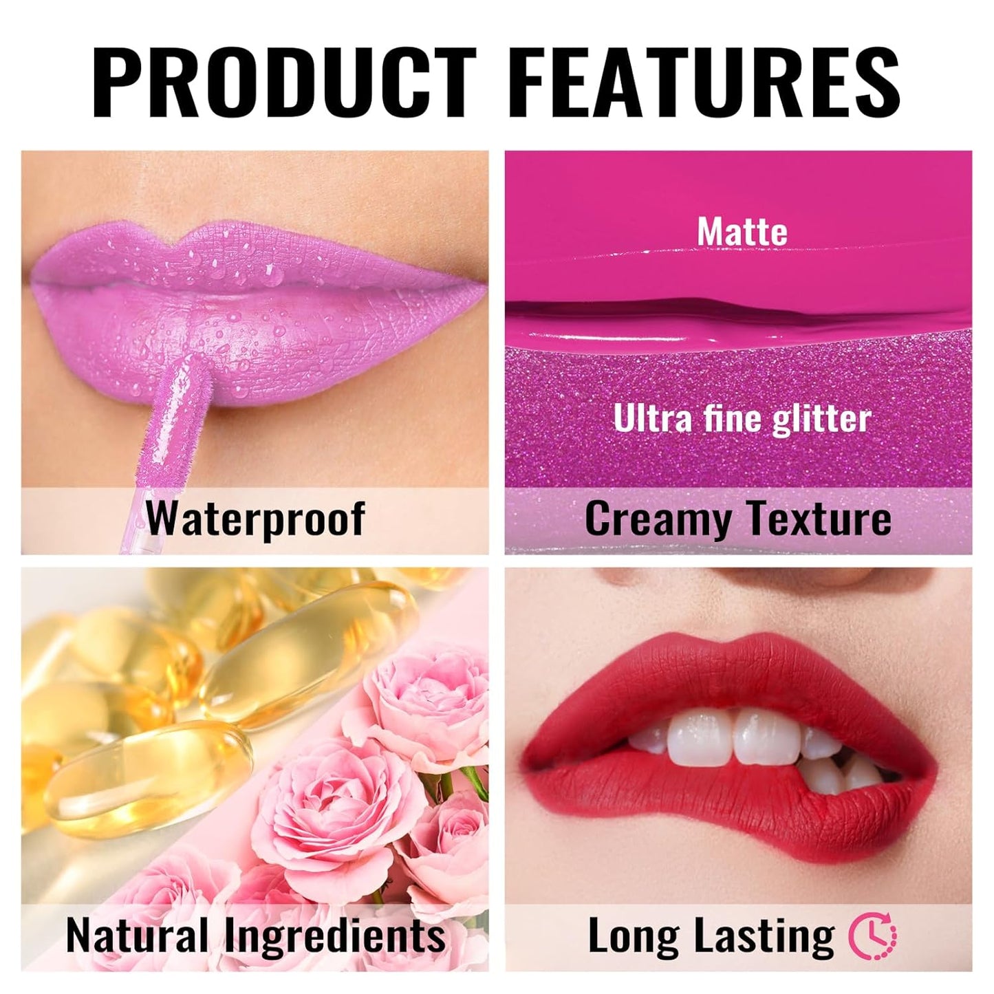 Oulac Matte Pink Lipstick for Women, Long Lasting Liquid Lip Stick High Impact Lip Gloss Full Coverage Lip Makeup with Vitamin E Waterproof Formula,Vegan M33