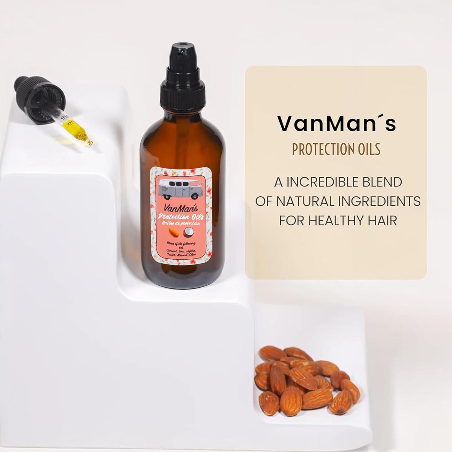 Vanman - Protection Oil Serum For Hair Growth - Infused With Castor, Jojoba, Almond, Olive, Emu, Coconut Oil - Fragrance-Free Growth Serum For Dry and Frizzy Hair - 1 Ounce
