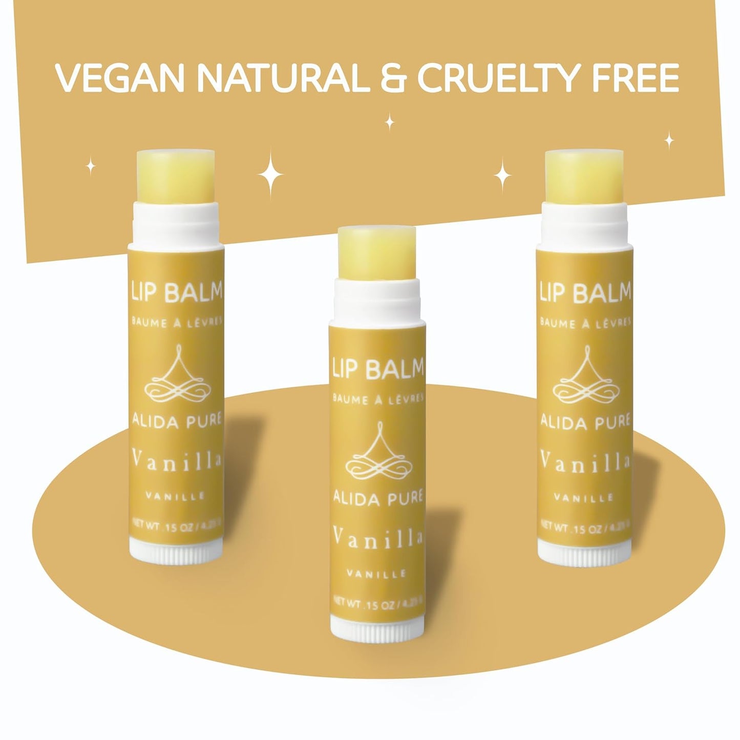 Vanilla Lip Balm Collection, Vegan Set, Beeswax Free, with Organic Jojoba and Avocado Oil, Vitamin E, Natural Moisturizer for Dry, Chapped Lips, 3 Tube Set