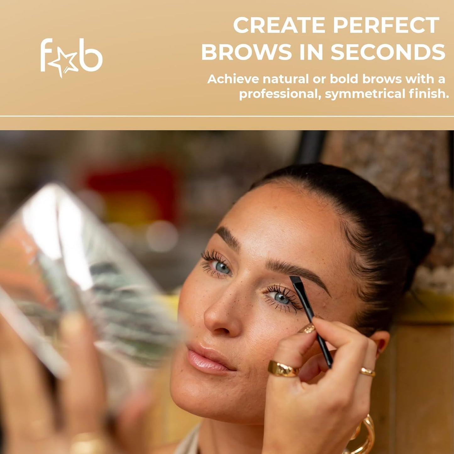 Duo Eyebrow Kit - Ultimate Brow Kit with Compact Powder Mirror and Waterproof Eye Makeup Contour Palette Set (Dark Brown/Chocolate Brown)