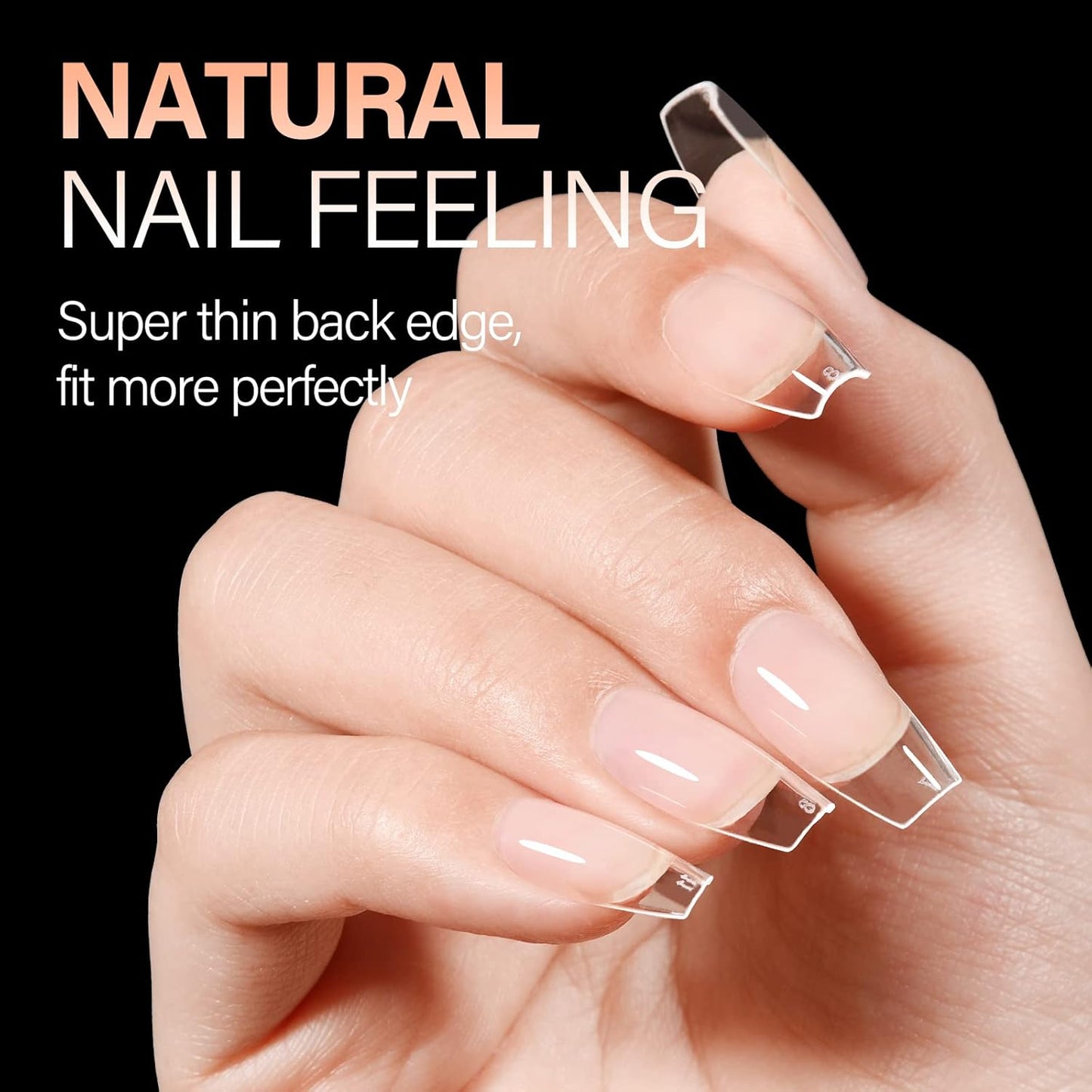 AILLSA Clear Coffin Nail Tips 504pcs Short Gel Nails Tips Soft Full Cover False Nail Tip Pre-shaped Press on Nails Tip for Extensions Gel DIY Salon Art 12 Sizes