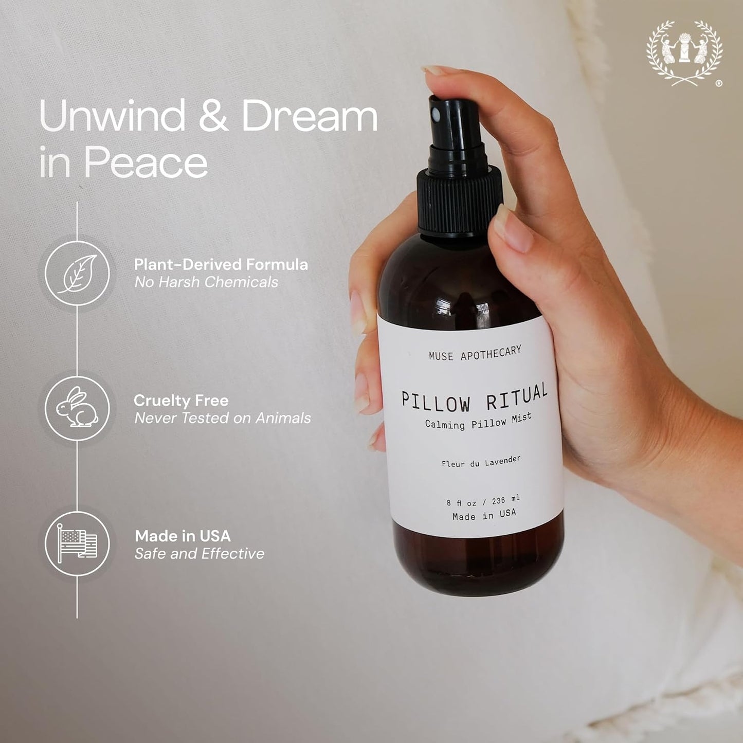 Muse Apothecary Pillow Ritual - Aromatic, Calming and Relaxing Pillow Mist, Linen and Fabric Spray - Infused with Natural Aromatherapy Essential Oils - 4 oz, Fleur du Lavender, 2 Pack
