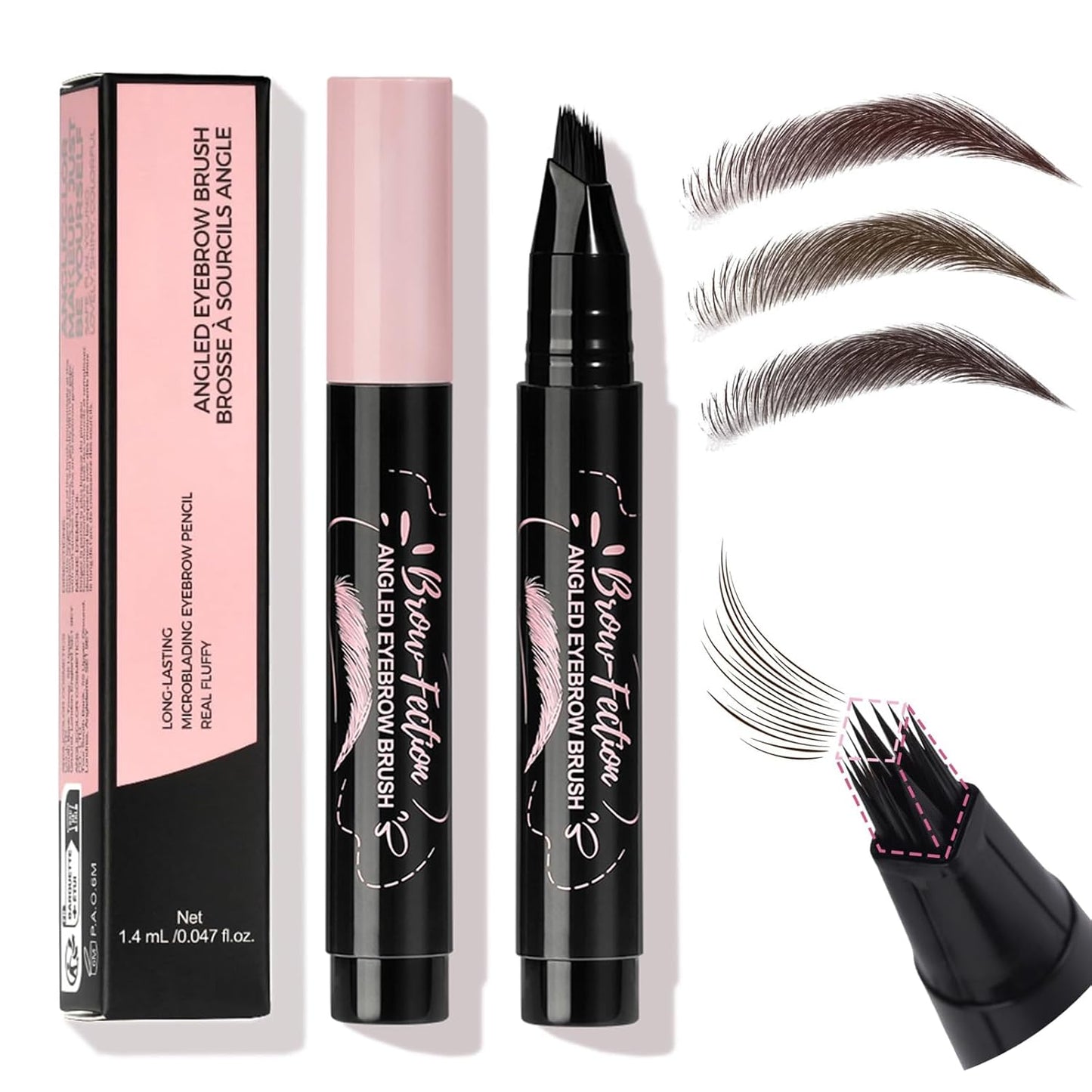 Eyebrow Pencils for Women, Liquid Microblading Eyebrow Pen with Square Angled Brush & Ultra-Fine Precision Tip – Natural Hair-Like Strokes, Waterproof, Smudge-Proof & Long-Lasting, Easy to Use (Brown)