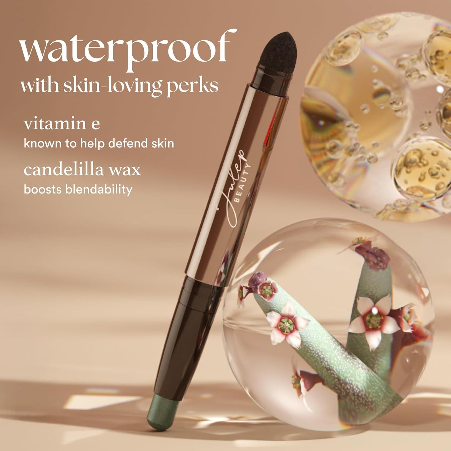 Julep Eyeshadow 101 Cream-to-Powder Waterproof Shadow Stick – Beachy Matte – Long-Lasting, Crease-Proof, Soft Sandy Beige Matte Cream Eyeshadow with Built-in Smudger