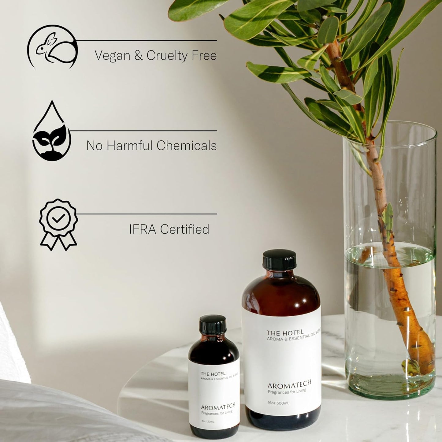 AromaTech The Hotel Aroma Essential Oil Blend: Luxury Hotel Inspired Aromatherapy with Lemon, Lavender, Peach & Pine for Ultrasonic Diffusers & Nebulizers - 4 fl oz, 120 mL