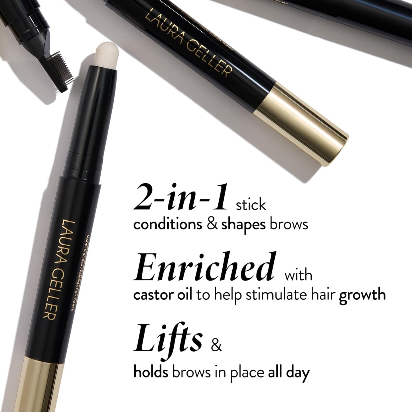 LAURA GELLER NEW YORK Define-n-Tame Brow Lifting Stick - Laminated Full Brows - Brow Wax (01 Clear, 1 Count)