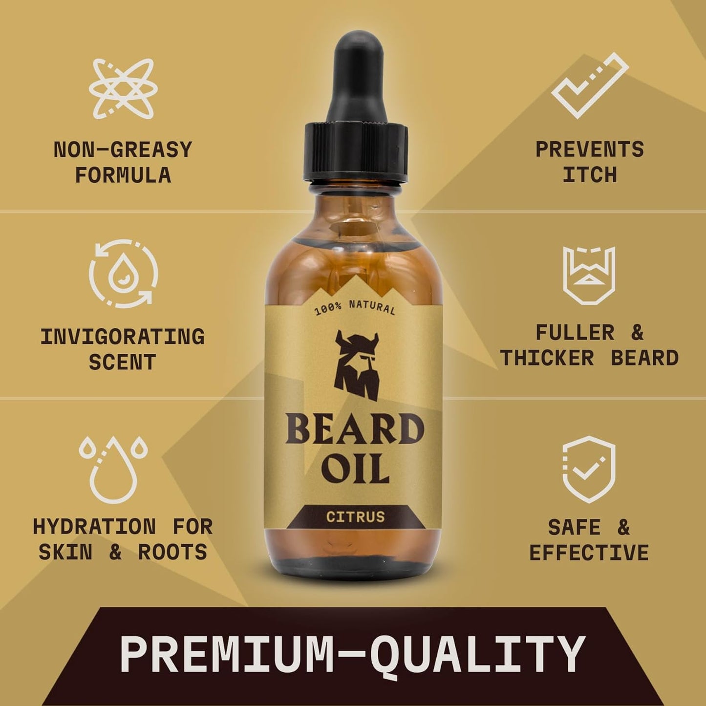 Striking Viking Citrus Beard Oil for Men - 2 Fl Oz, Citrus Scented - Moisturizing & Softening Formula With Jojoba, Argan & Tea Tree Oil