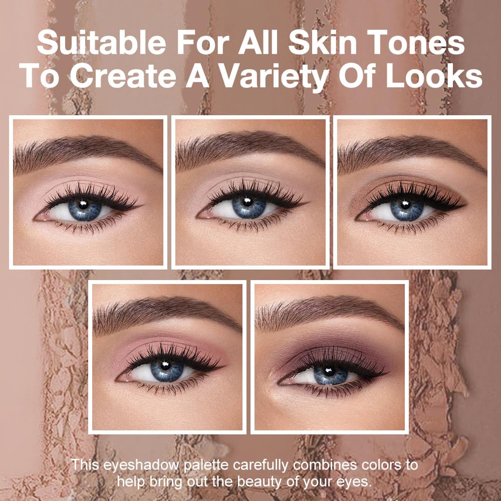 AMY'S DIARY Matte Nude Brown Beige Eye Shadow Palette Makeup, Natural Tones Eyeshadow Palette Nude Taupe Eye Shadows, for Woman Long Lasting Delanci bronzed mocha palette (#02)