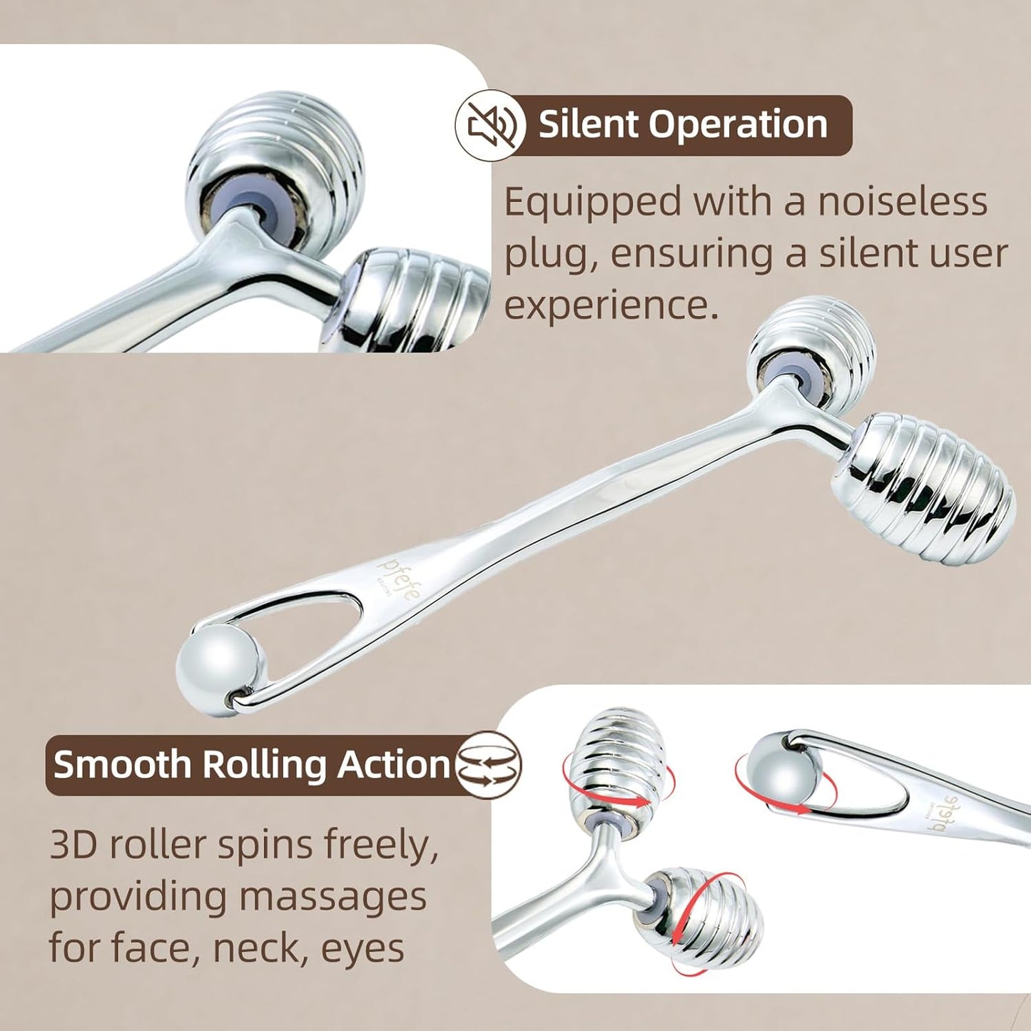 Stainless Steel Face Roller - Metal Facial Cooling Massager for Face and Eyes, Esthetician Supplies Cold Roller for Puffiness, Wrinkles, Dark Circles