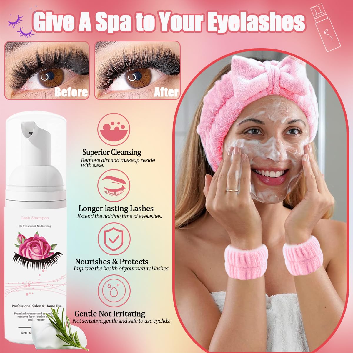DIY Lash Extension Kit 727Pcs Lashes Clusters with Bottom Lashes Lash Bond and Seal Glue Remover Lash Shampoo Cleansing Brush Headband Wristband Tweezers Eyelash Brush Applicator