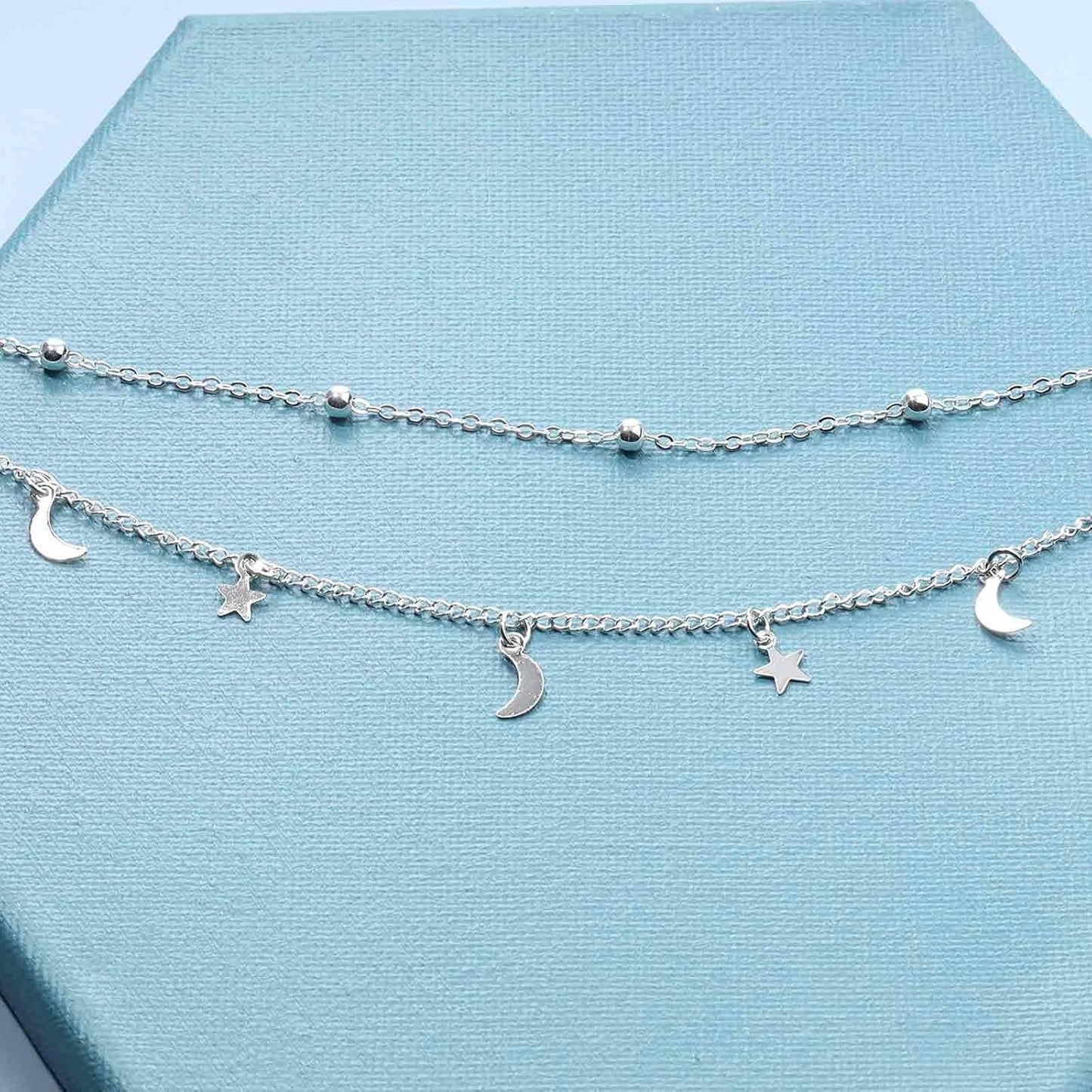 Boho Star Moon Necklace Choker Gold Layered Star Choker Necklace Crescent Moon Necklace Celestial Necklace Chain Festival Jewelry for Women and Girls