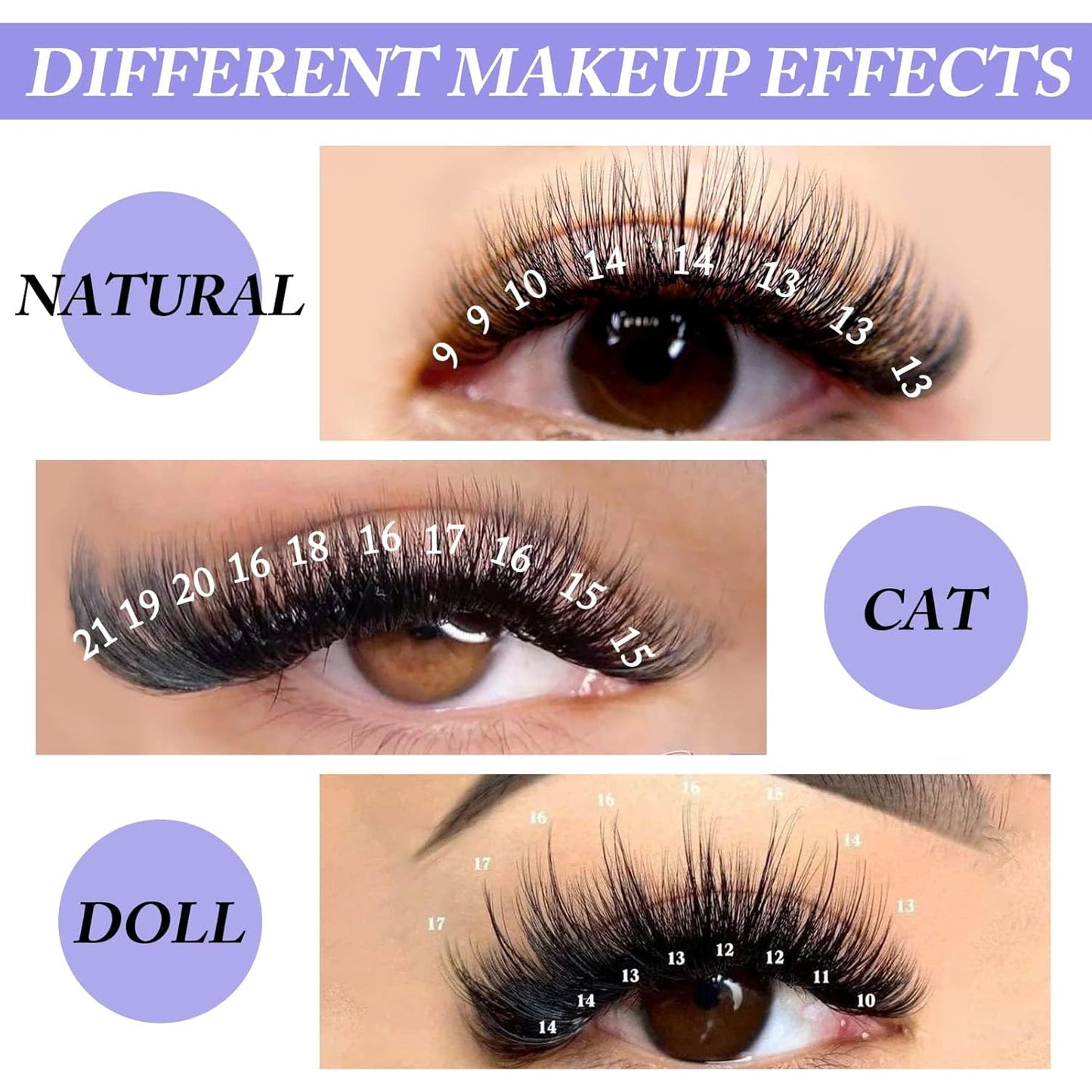 Easy Fan Volume for Lash Artists: Wendy, Handmade Fans for Eyelash Extensions, Self Fanning, Blooming, B-KH, Black, D-0.07-8-14