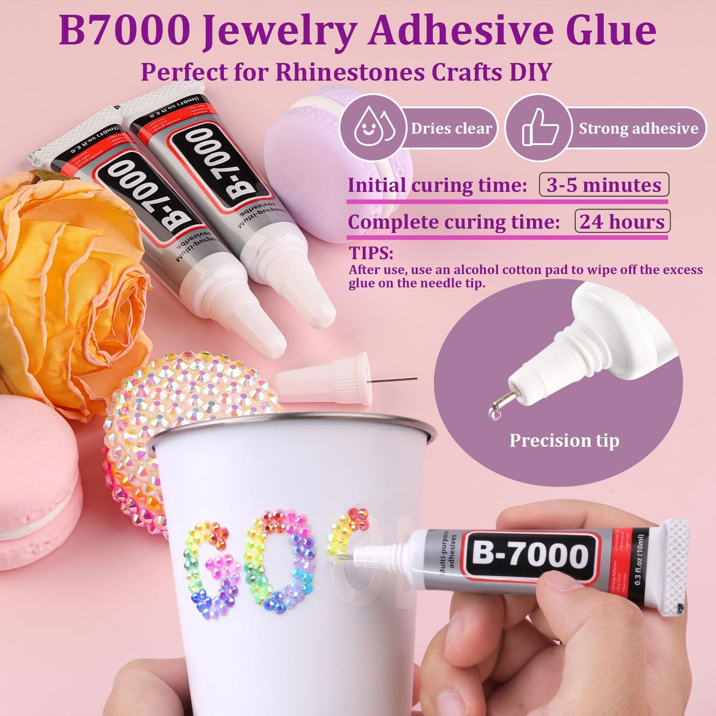 2 Boxes Jelly Rhinestones for Bedazzling, 36600Pcs 3mm & 4mm Multicolor Flatback Resin Gems for Crafting, Bedazzler Kit with 2Pcs 10ml B7000 Jewelry Glue for DIY Crafts Book Fabric Decor Nail Art