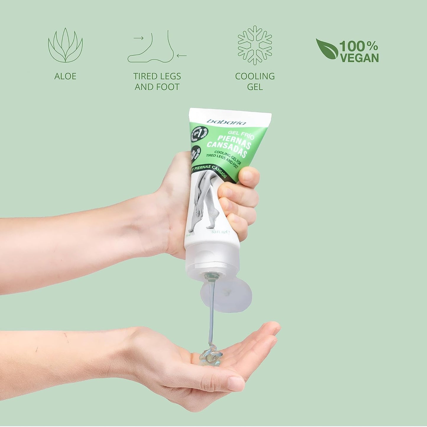 Babaria Cooling Gel for Legs and Feet - Calming and Softening Effect - Provides Regenerating and Soothing Properties - Infused with Castor Oil and Aloe Vera - Suitable for All Skin Types - 5.1 oz