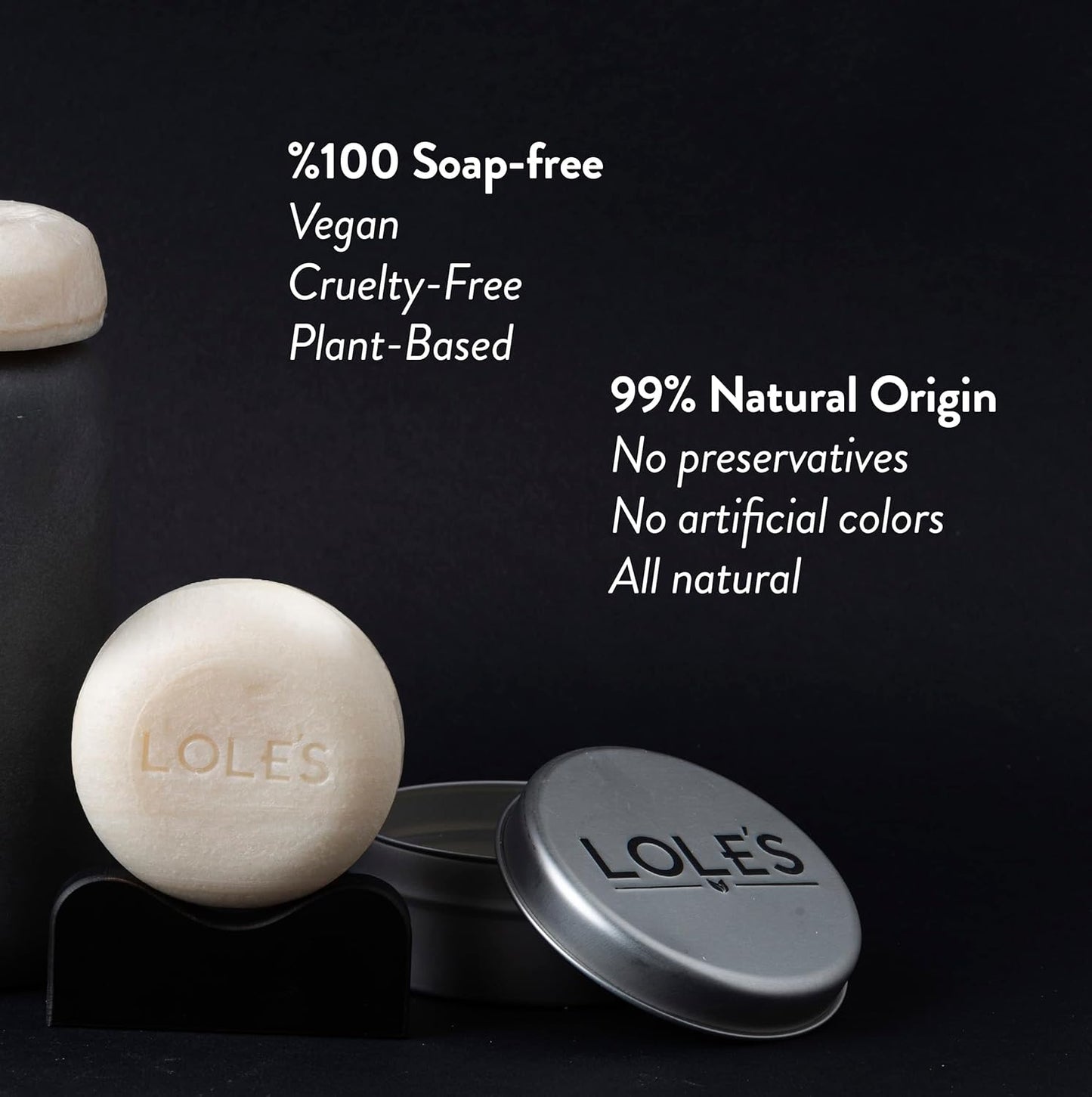 LOLE'S Shampoo Bar and Conditioner, 2in1 Men's Care for Cleaning Hair, Body and Beard, Coconut Scent, 99% Natural Origin, Sustainably Sourced, 3.5Oz