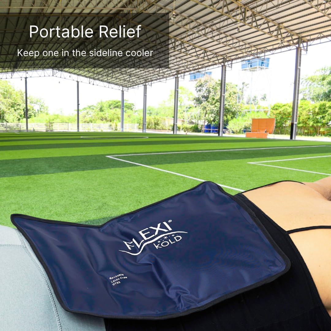 FlexiKold Gel Ice Packs (Standard Large: 10.5" x 14.5") for Injuries Reusable, Back Pain Relief, Knee Wrap, After Surgery, Ice Pack for Knee, Shoulder - 6300-COLD by NatraCure