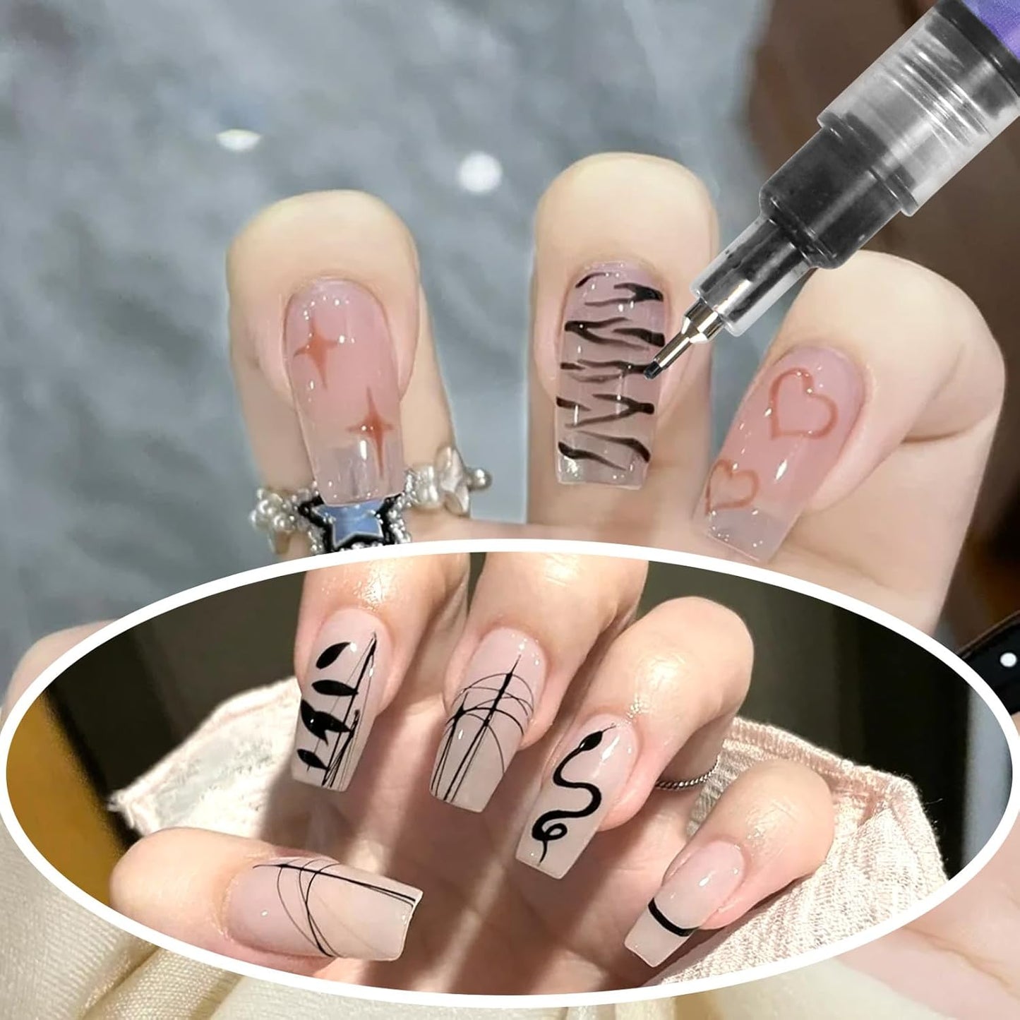 12 Color Nail Art Pens, 0.5MM Nail Art Markers Set, Quick-Dry Waterproof Nail Pens for DIY Painting Nails, Manicure Tools for Beginners & Pros (1 Set)