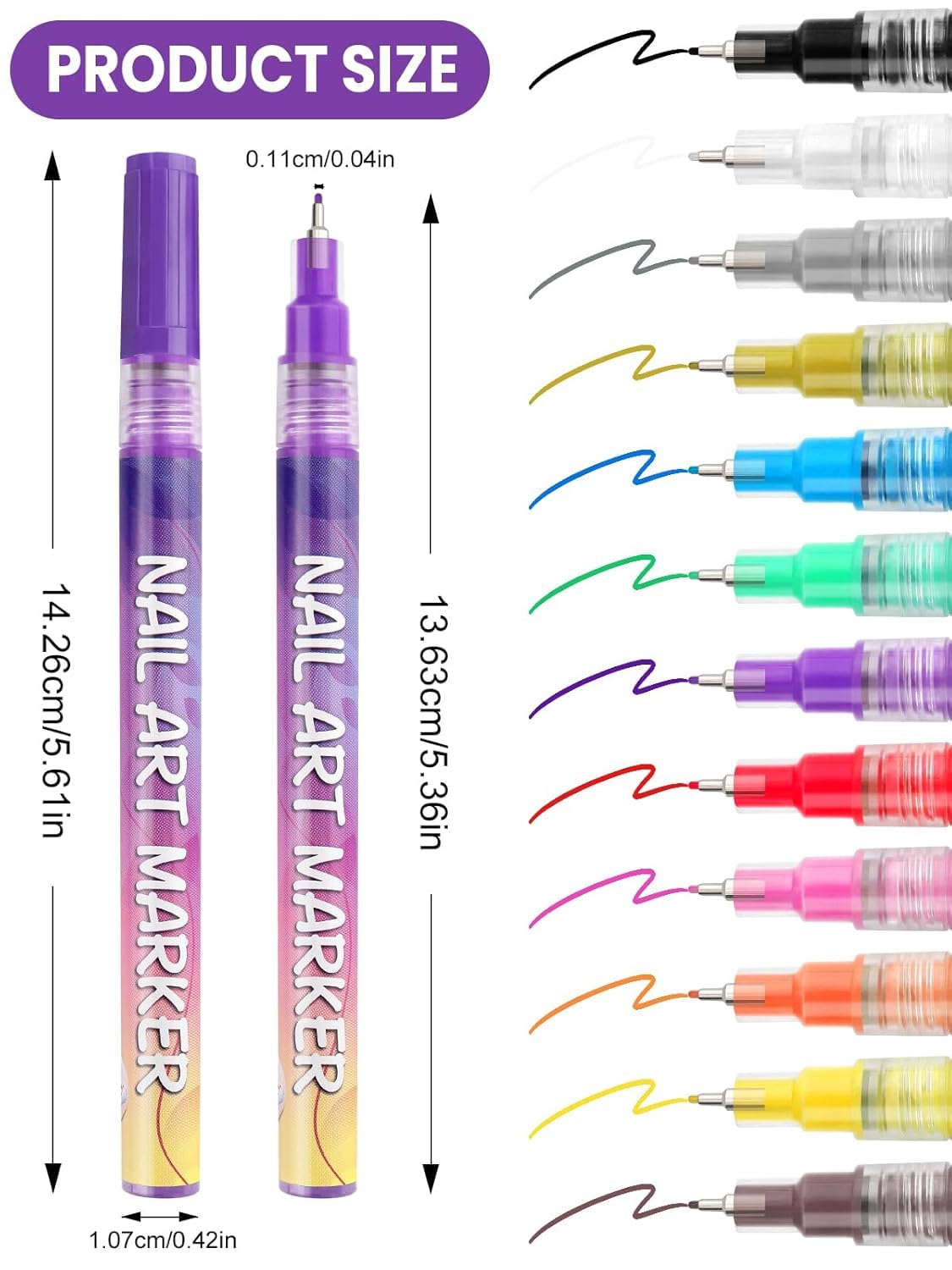 Kalolary 12 Color Nail Art Pens Set, Nail Art Markers Polish Pens Nail Point Graffiti Dotting Pen Drawing Painting Liner Brush for DIY Nail Art Beauty Adorn Manicure Tools