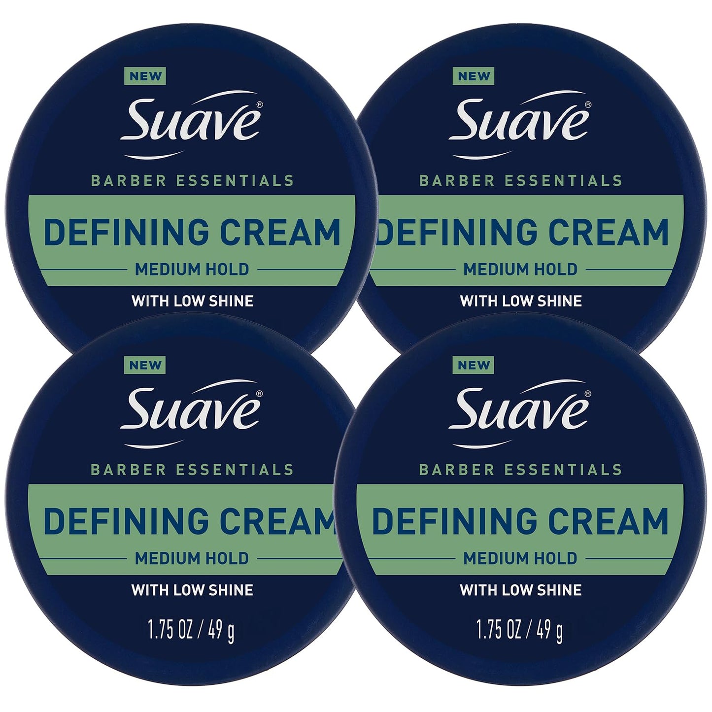 Suave+ Defining Cream for Men’s Hair Styling, 4-Pack – Medium Hold, Low Shine, Barber Essentials, 1.75 Oz Ea