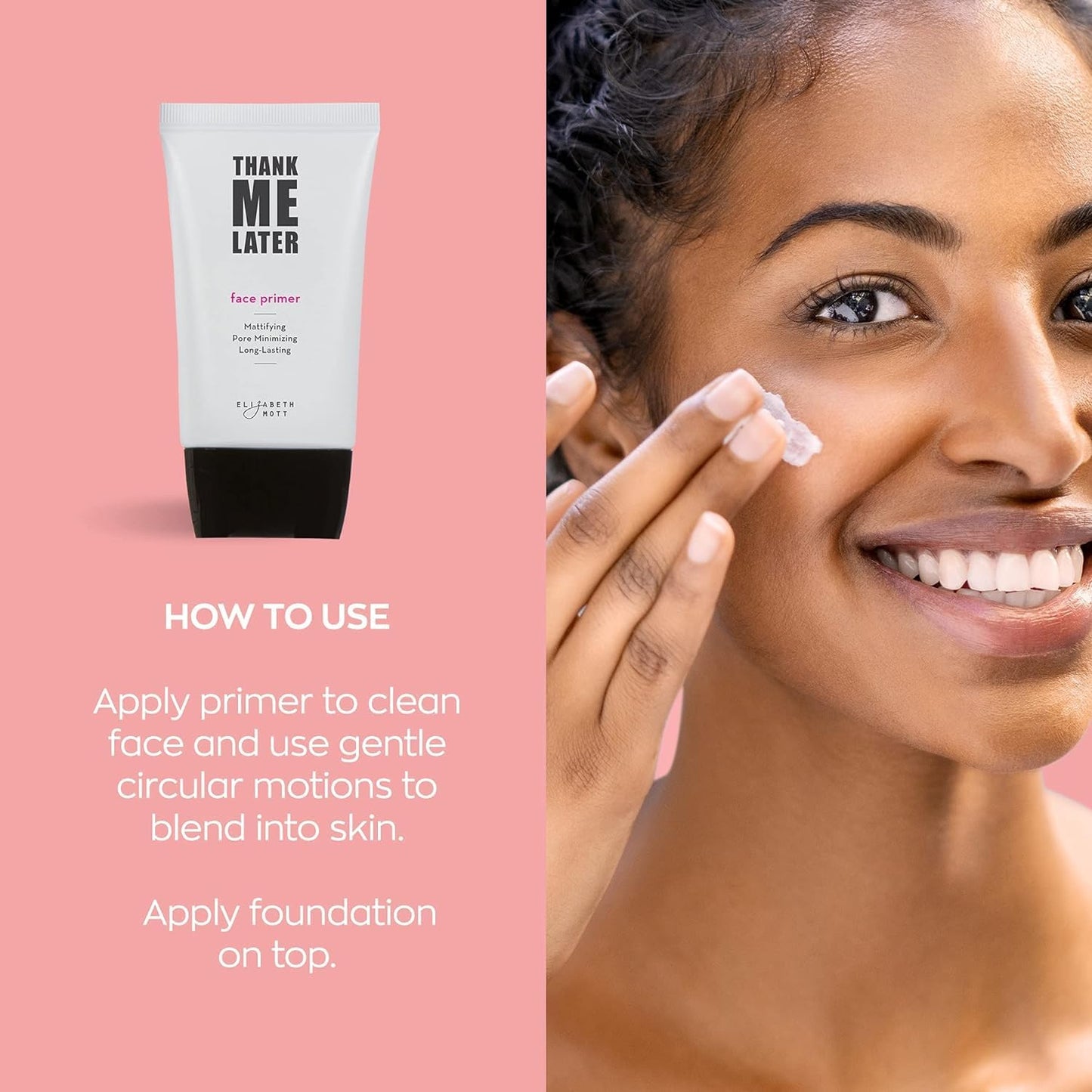 Elizabeth Mott - Thank Me Later Eye & Face Matte Primer for Long-Lasting Power Grip Makeup, Shine & Oil Control, Pore Minimizer, Hides Wrinkles, Prevent Creasing for All-Day Makeup Wear - 10g & 30g