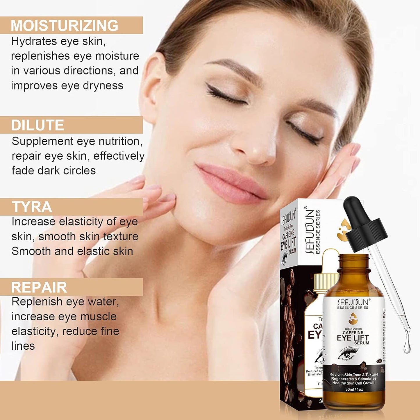 Caffeine Eye Serum with EGCG, Collagen - Anti Aging Eye Treatment Serums for Women & Men - Reduces Puffiness, Dark Circles, Under Eye Bags, Wrinkles and Fine Lines Around The Eyes (1 oz / 30 ml)