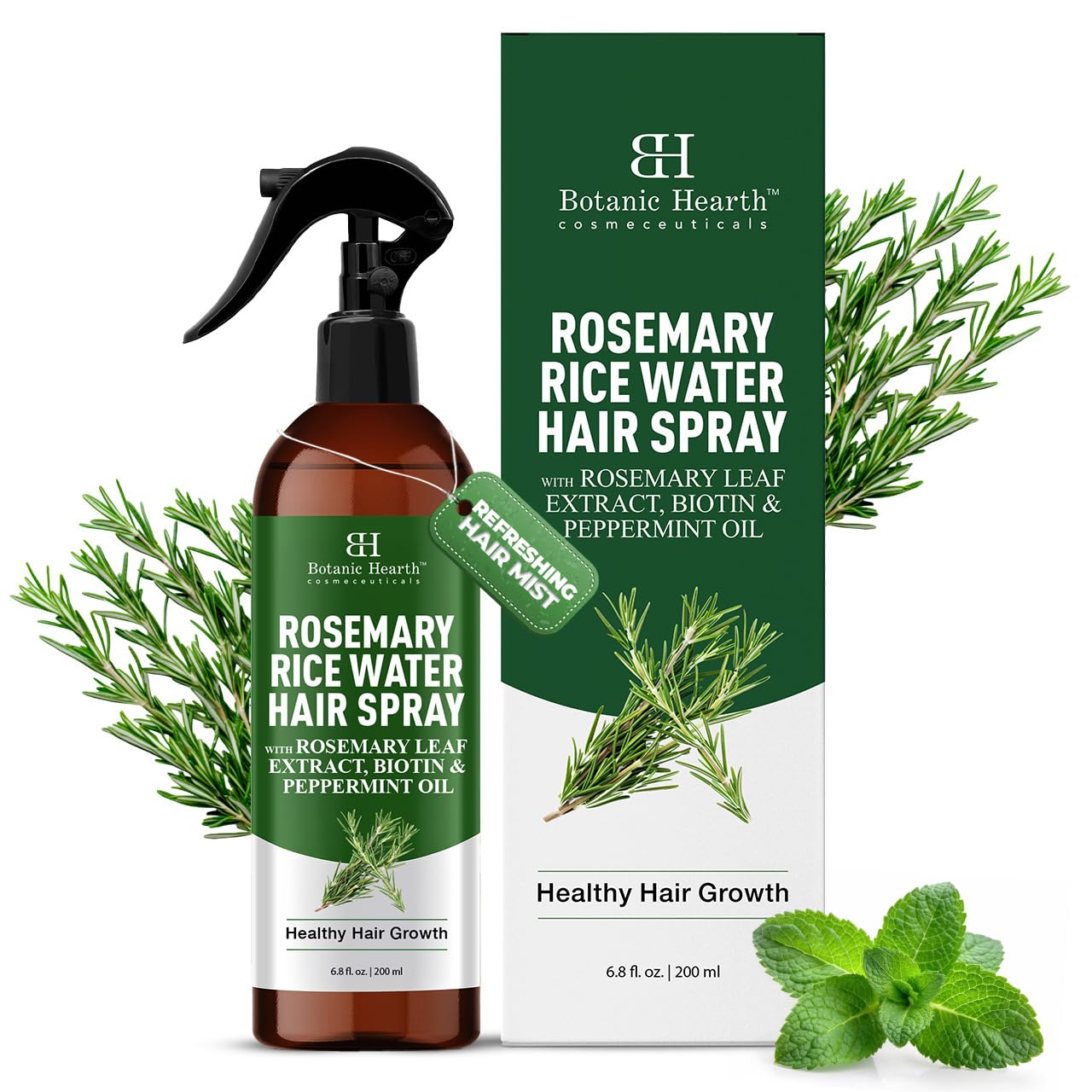 Botanic Hearth Advanced Rosemary Water Spray For Hair Growth With Peppermint, Biotin | Thinning Hair Regrowth, Scalp Treatment For Men & Women| 6.8 Fl Oz
