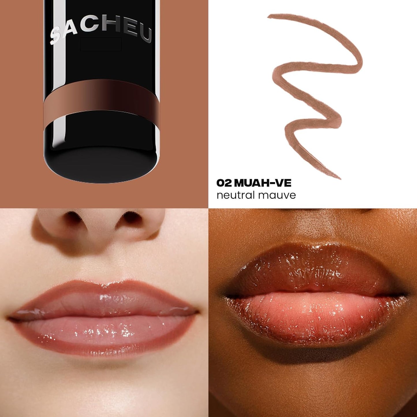 Sacheu Lip Liner STAY-N Peel Off Lip Stain — Long Lasting Matte Lip Tattoo Transfer Proof Lipstain Infused with Hyaluronic Acid & Vitamin E for All Skin Types — Vegan & Cruelty-Free, MUAH-VE