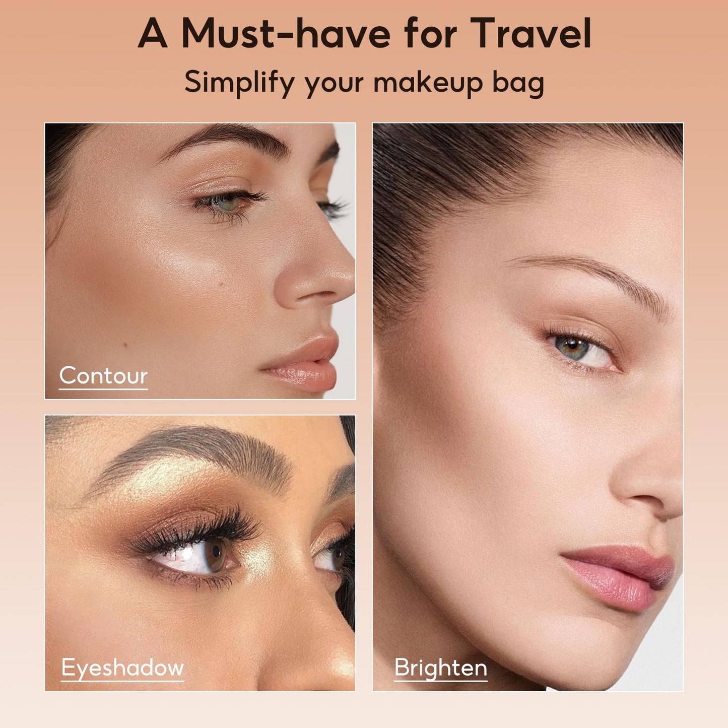 Highlight Contour Makeup Palette Effortless Blending Matte Shimmer Highlighter Palette and Bronzer Powder for Cool Toned Skin with Brush