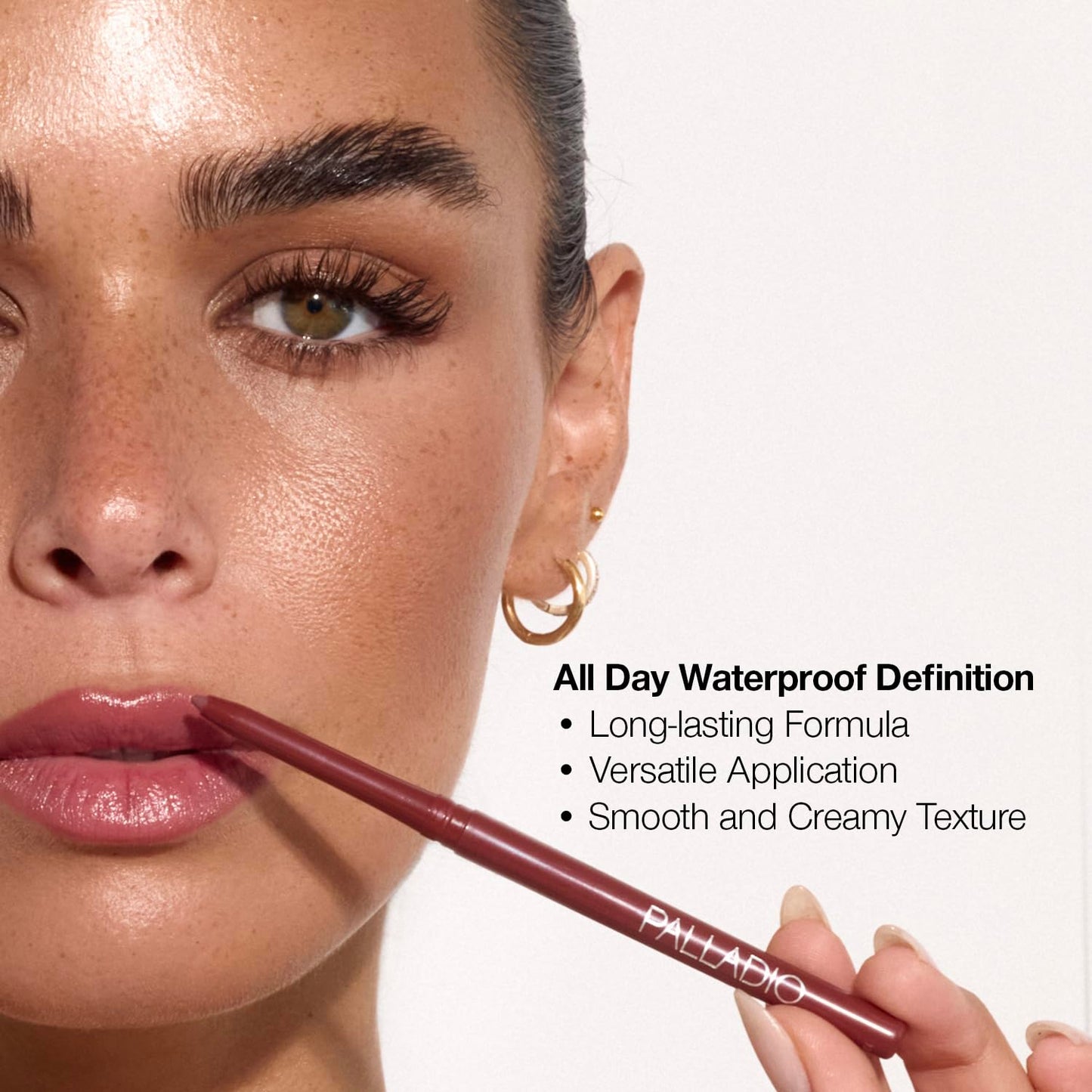 Palladio Retractable Waterproof Lip Liner High Pigmented and Creamy Color Slim Twist Up Smudge Proof Formula with Long Lasting All Day Wear No Sharpener Required, Red Rose