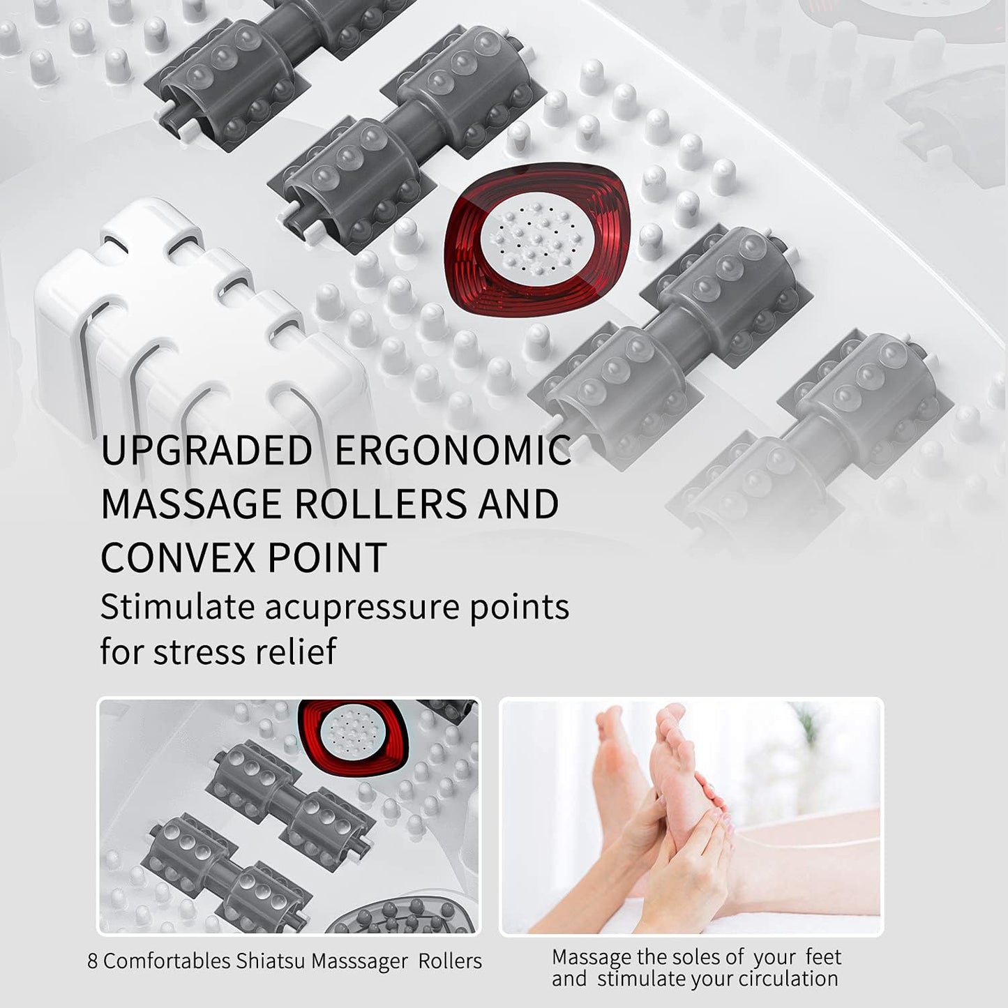 Foot Spa Bath Massager with Heat, Epsom Salt,Bubbles, Vibration and Red Light, Tub for Stress Relief,Foot Soaker, Birthday Gifts for Mom Dad Women Men Her Him