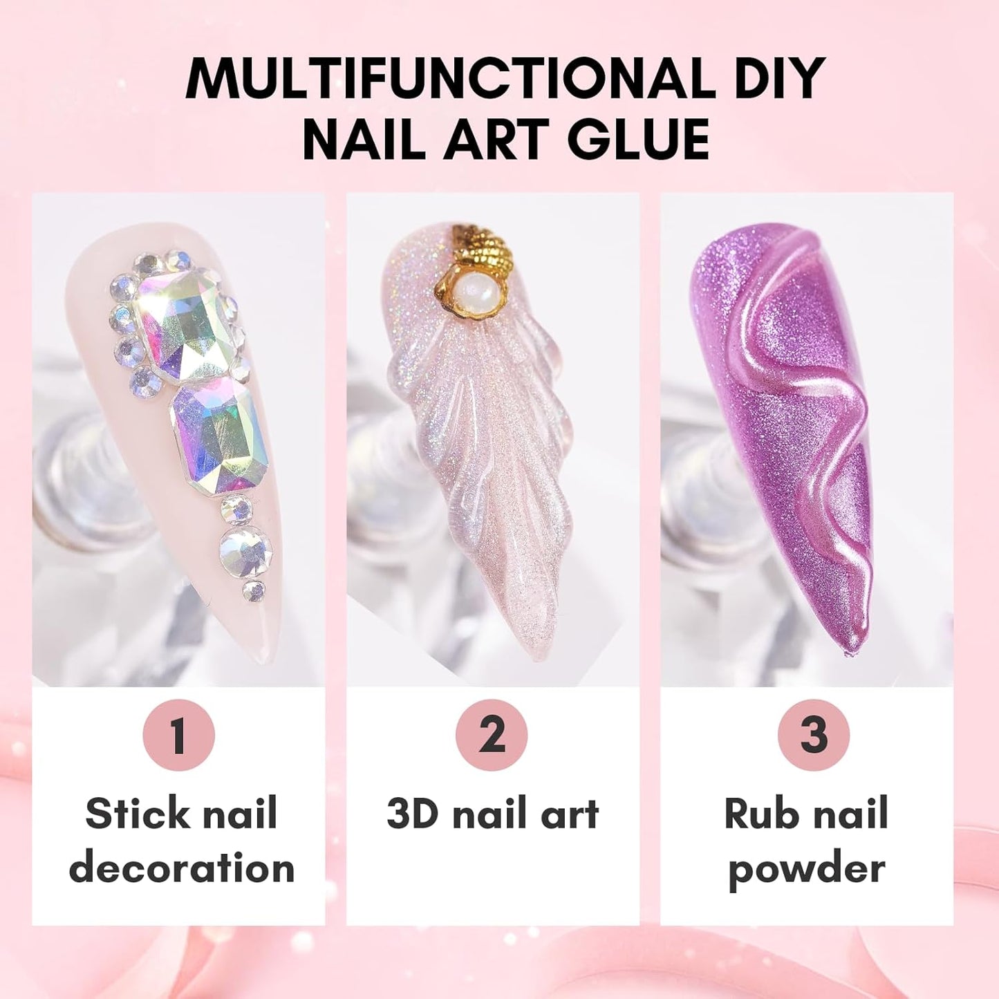 Makartt Nail Rhinestone Glue: Super Strong Gel Glue for Nail Art Decorations, Charms, 3D Bling, Gems, Jewel Diamonds 30ML Cured Need Beauty