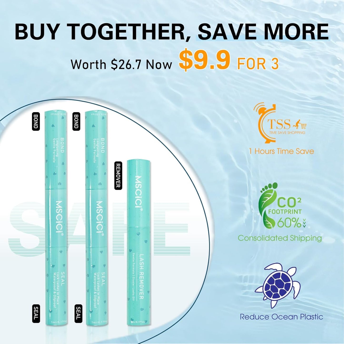 Lash Glue Kit (1Clear 1Black Glue 1Remover) 150Hours Waterproof Bond & Seal Adhesive for Cluster Strip & Individual Lashes, Hypoallergenic Gentle Formula for Sensitive Eyes, Easy to Remove
