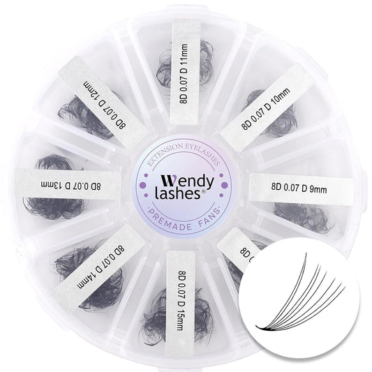 Pre-made Fans for Eyelash Extension 500+8D D Curl Handmade Loose Volume Lashes9-16mm