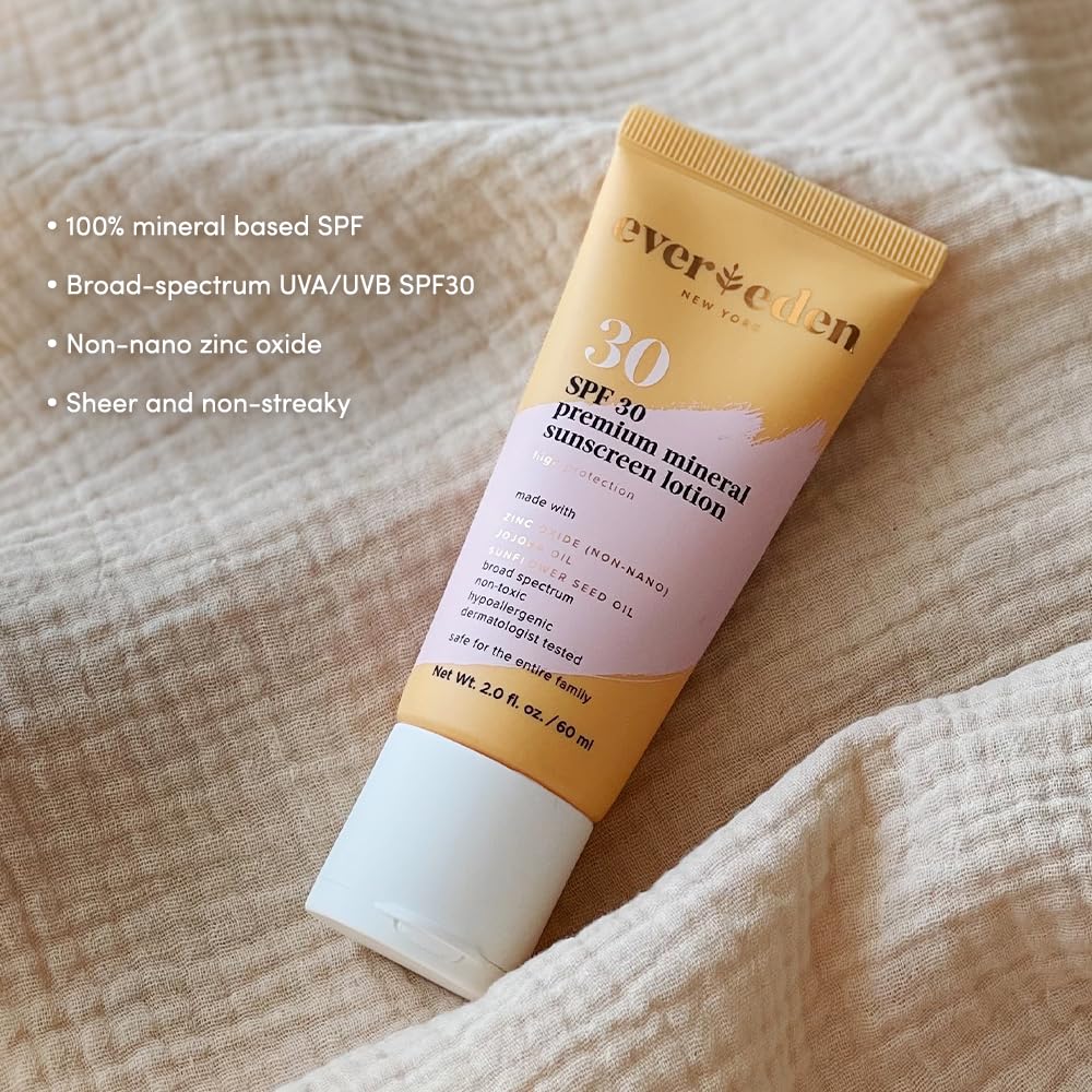 Evereden Premium Mineral Sunscreen SPF 30: Baby-Safe Whole-Family Mineral Sunblock Kids Love - Non-Nano Kids Sunscreen for Year-Round UVA & UVB Protection -Safe & Reef-Friendly - FSA Eligible