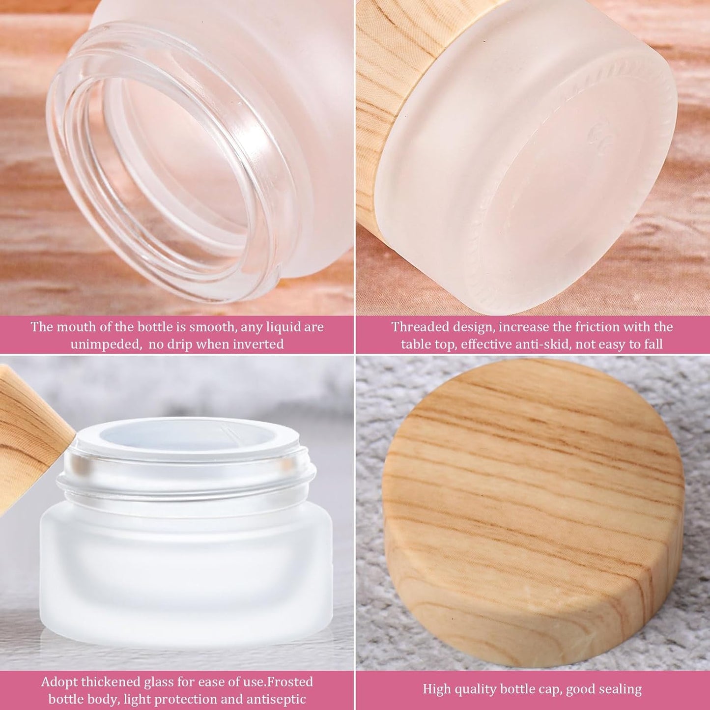 Geiserailie 100 Pieces Glass Cosmetic Containers Empty Sample Jars with Leak Proof Lids Makeup Sample Containers for Lotion Cream Cosmetic (5 Gram)