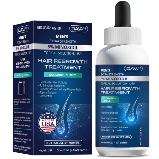 Minoxidil for Men Hair Growth Serum: Minoxidil 5 Percent - Hair Regrowth for Men - Minoxidil for Beard Growth - Hair Loss Treatments - Minoxidil 5% - Faster Thicker Stronger Hair Growth - 60ml