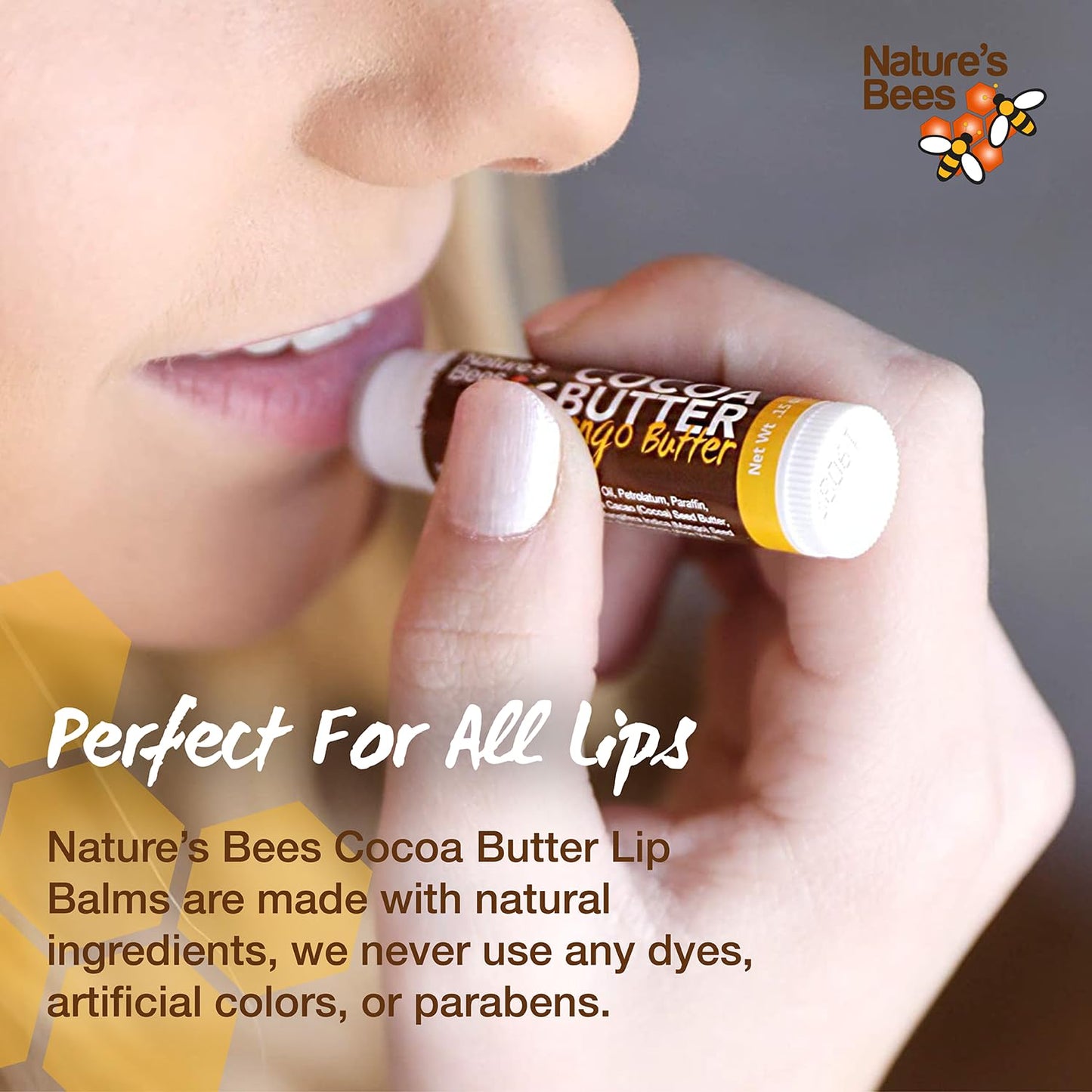 Nature's Bees Lip Balm, Bulk Lip Care Pack for Dry, Cracked Lips, Made in the USA with Natural Ingredients, 0.15 oz Each, 8 Flavors, 24 Pack