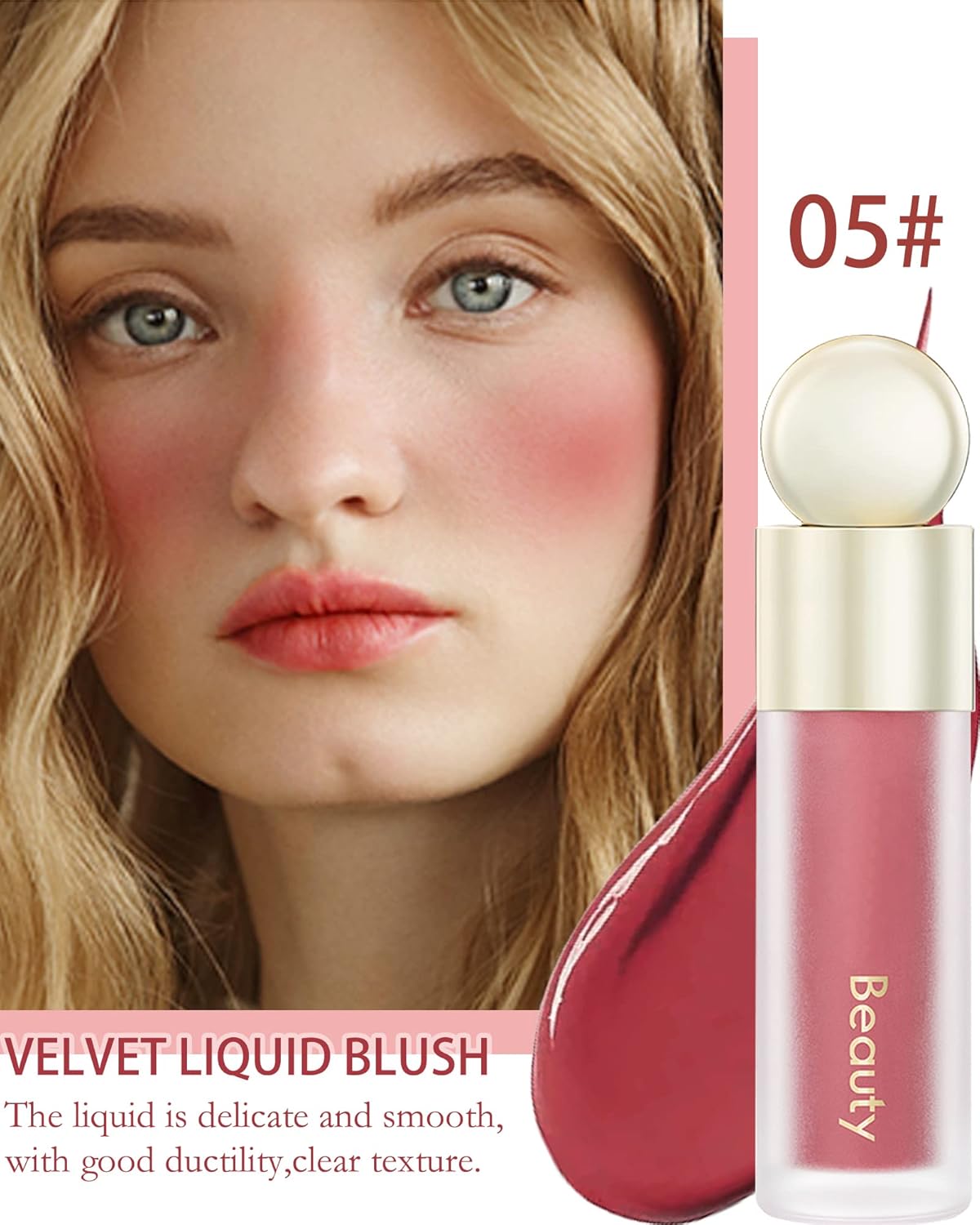 Velvet Liquid Blush Wand, Creme Blush Makeup Stick,Blush Beauty Makeup Dual Use for Cheeks & Lips, Long-Wearing,Dewy Finish,Skin Tint Blush, Contour Blush Wand,Thanksigiving Gift for Women-05