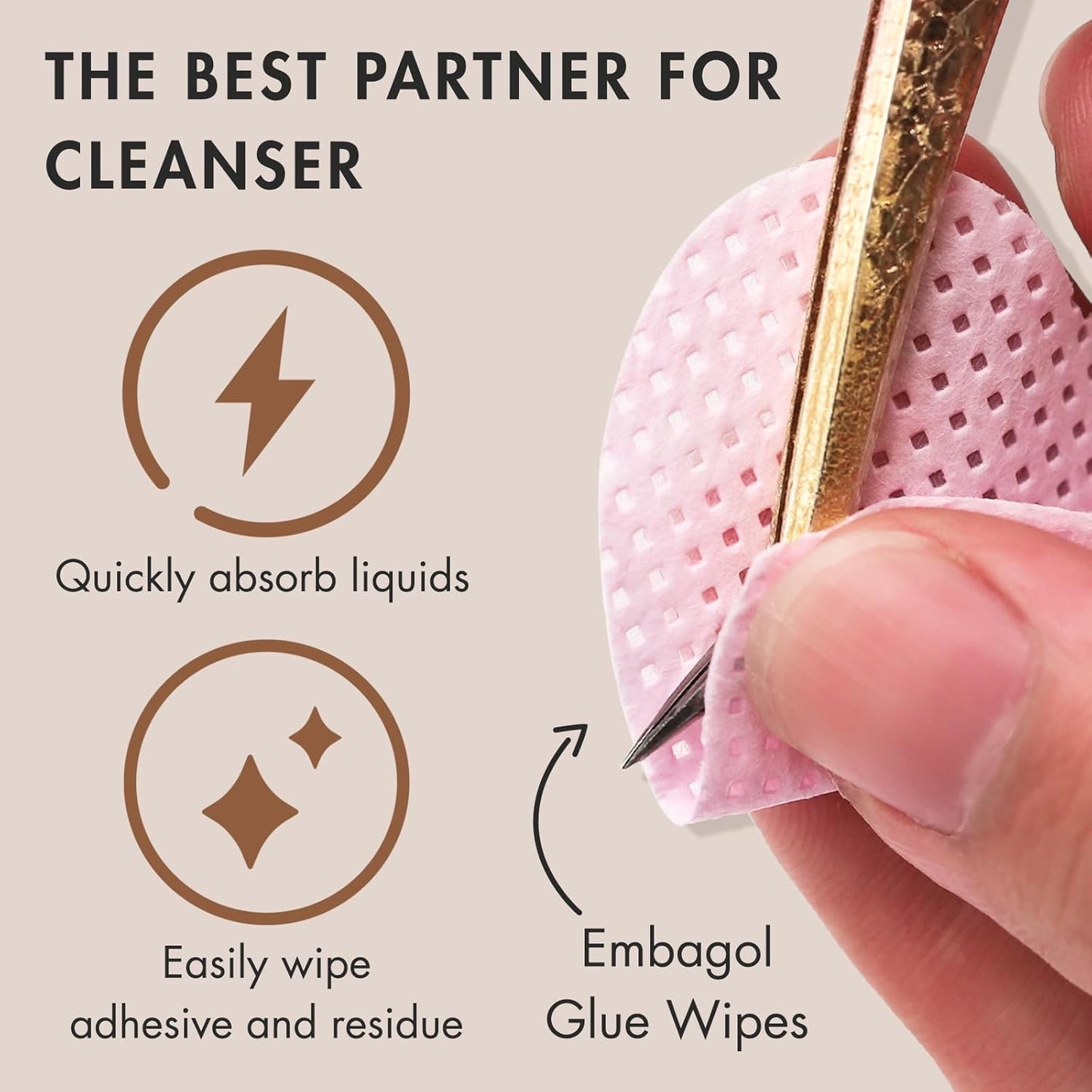 Tweezer Cleanser for Eyelash Extensions with Nail Wipes Lint Free Glue wipes Tweezers Glue Remover Liquid for Lash Tools with 2 Spongeballs Kit(2 Bottles Cleanser+1 Glue Wipes)