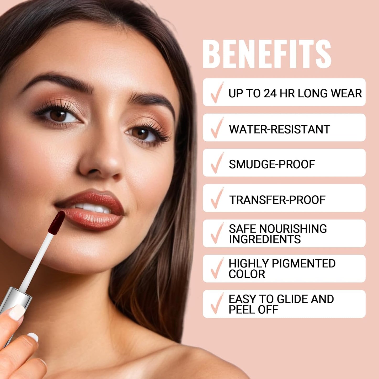 iMethod Lip Stain - Lip Liner Stain Peel Off, Natural Long Lasting, Waterproof Stay On All Day, Transfer-Proof, Highly Pigmented, Instant Color, PLUMPED