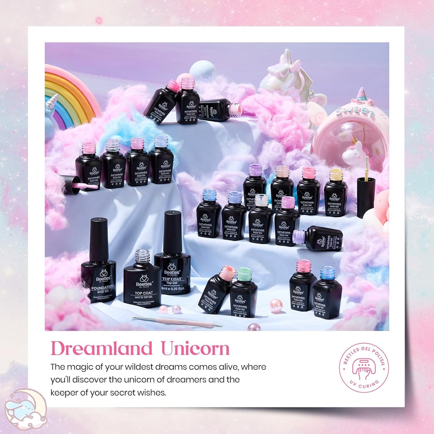Beetles Gel Nail Polish Set,24Pcs Pink Purple Pearl Blue Shimmer Chameleon Green Colors Gel Polish Kit, 3Pcs Base Top Coat Double-ended Brush Soak off UV Nail Polish Halloween Gifts for Women