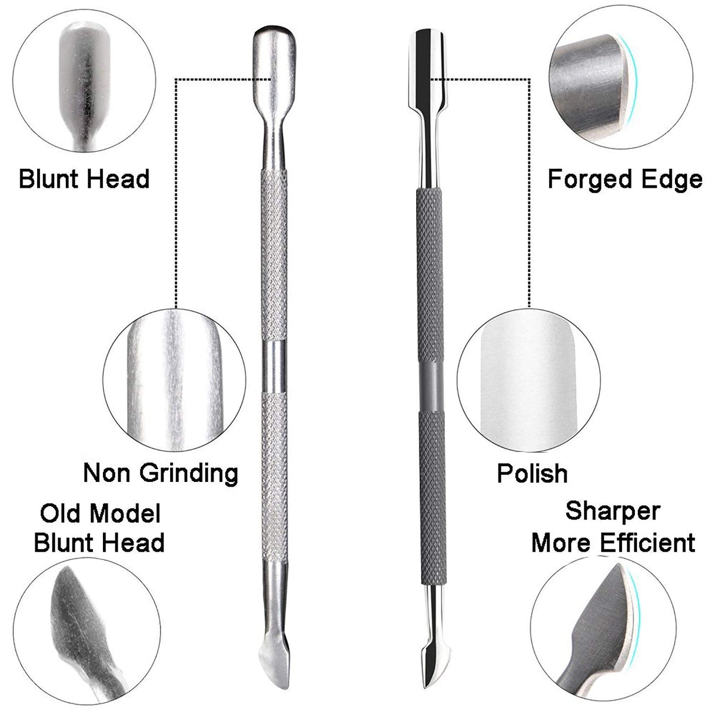 Ejiubas Cuticle Trimmer with Cuticle Pusher Cuticle Nipper Professional Grade Stainless Steel Cuticle Remover Cutter Clipper Durable Pedicure Manicure Tools (Grey)