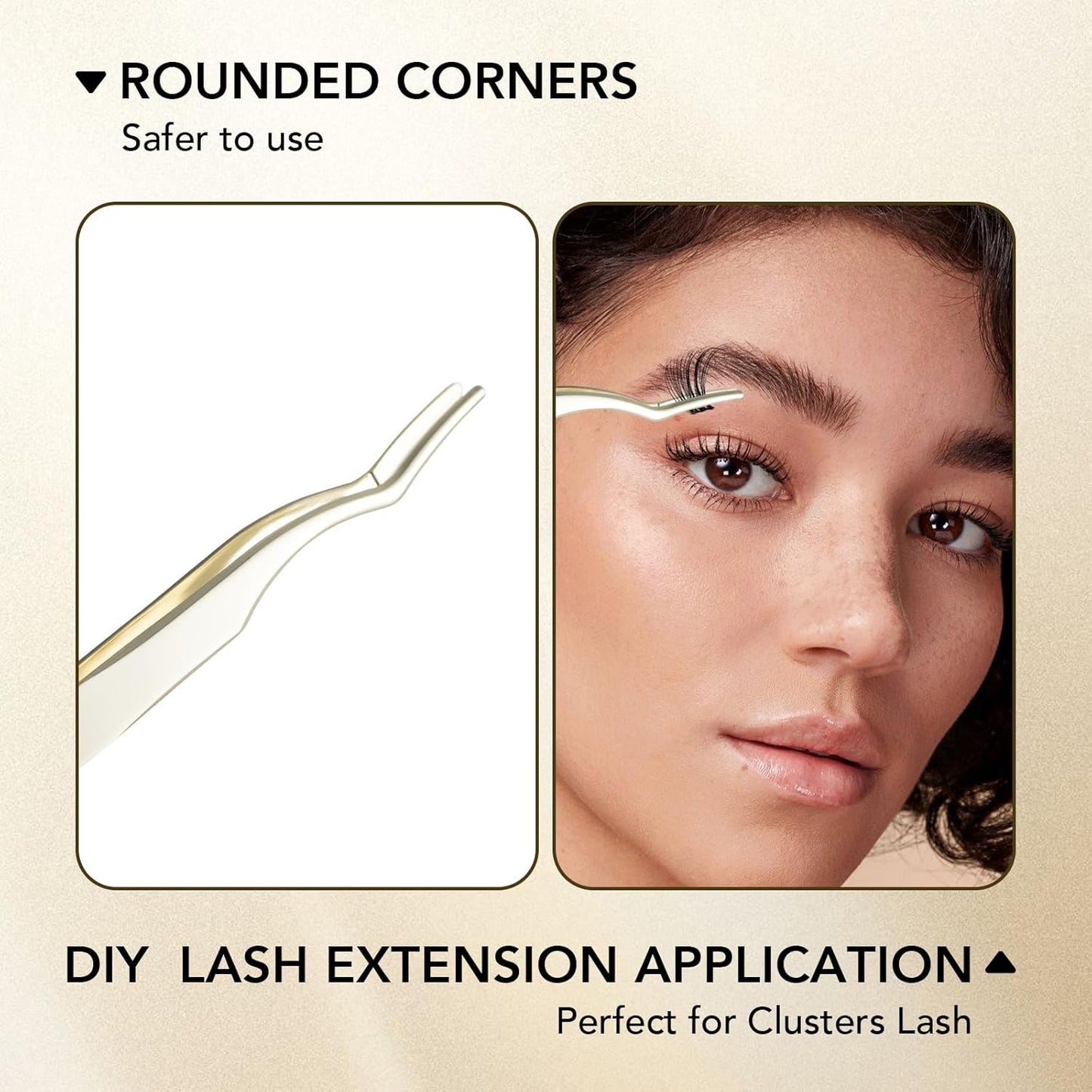 Stainless Steel Lash Applicator Tweezers - Curved Lash Clamper for False Lashes Application and Removal
