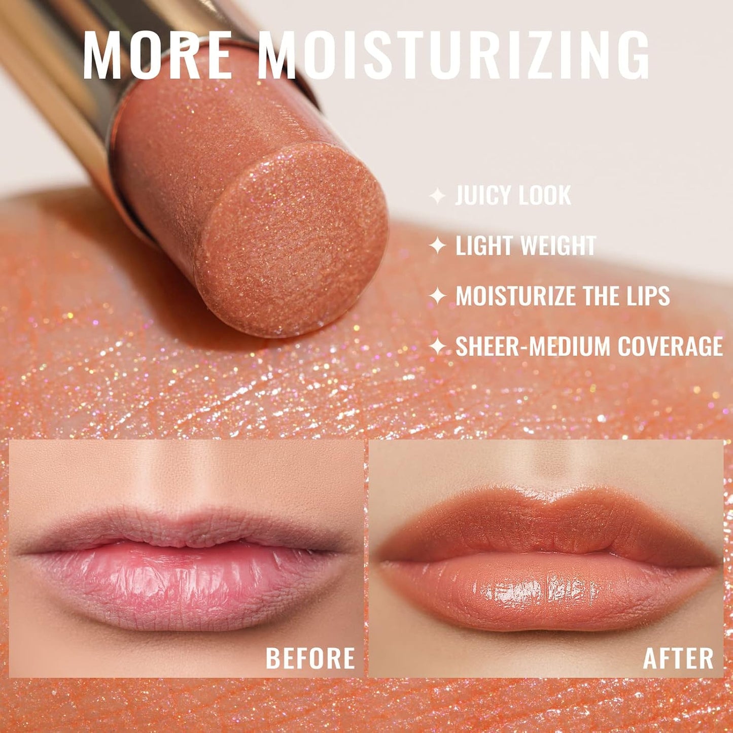 Oulac Moisturizing Shine Lipstick For Women Christmas Set 2PCS, 2 in 1 Tinted Lip Balm for Winter, Hydrated Juicy and Glossy Lip Color for Dry, Cracked and Chapped Lips, Vegan [S03+S05]
