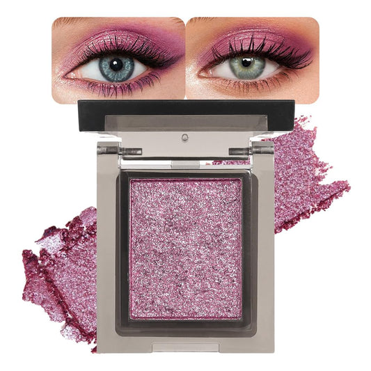 Single Nude Pink Shimmer Eyeshadow,Monochrome Eye Shadow,Apply Makeup Easily,Glitter Pressed Powder Single Eyeshadow,24 Hour Eye Makeup Longwear Waterproof