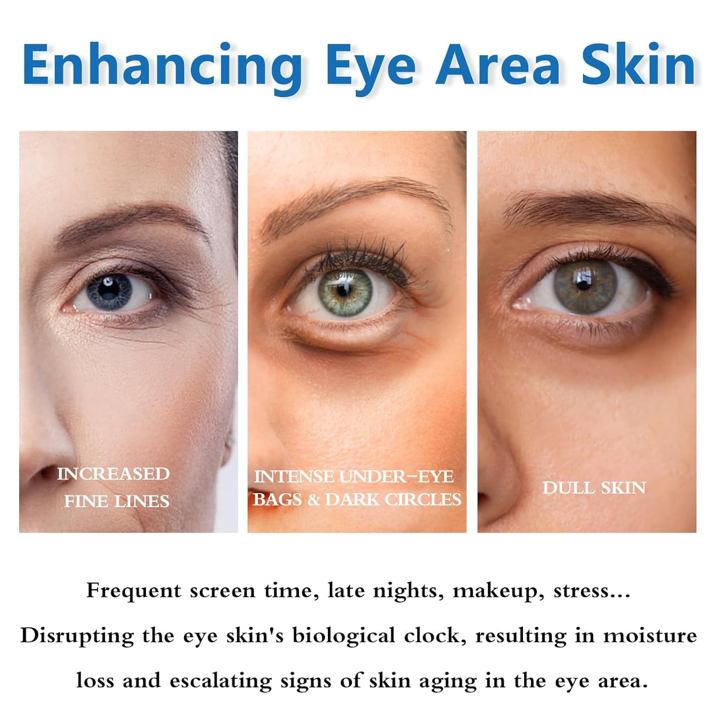 3 Pack Anti-Wrinkle Eye Cream with Caffeine & Peptides - Reduces Dark Circles & Puffiness, Improves Skin Texture (Each 0.529oz | 15g)