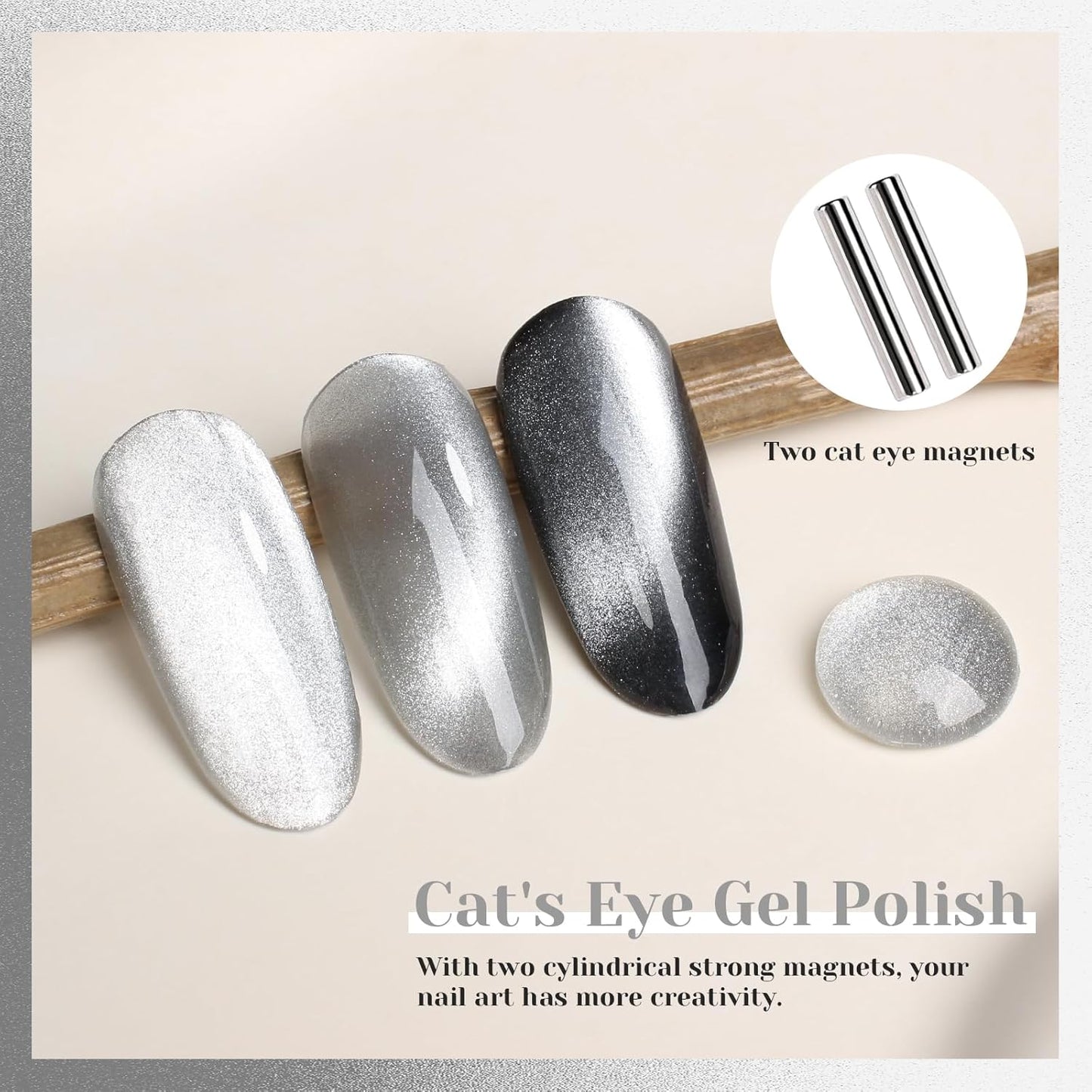 Crystal Cat Eye Gel Nail Polish,15ml Holographic Galaxy Gel Polish Soak Off UV LED Nail Lamp Magnetic Silver Shimmer Velvet Gel Nail Polish for Manicure Salon DIY Home - GP0082