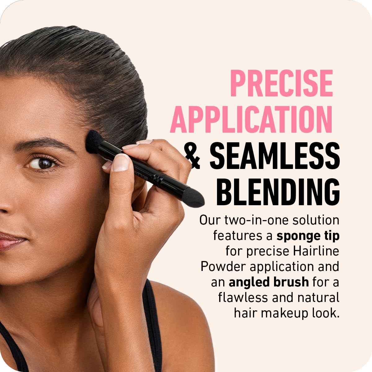 BOLDIFY Dual-Ended Hairline Powder Brush - Precision Makeup Brush Set with Sponge Tip for Seamless Blending - Ideal as a Concealer Brush, Hair Contour Brush, and Root Touch Up