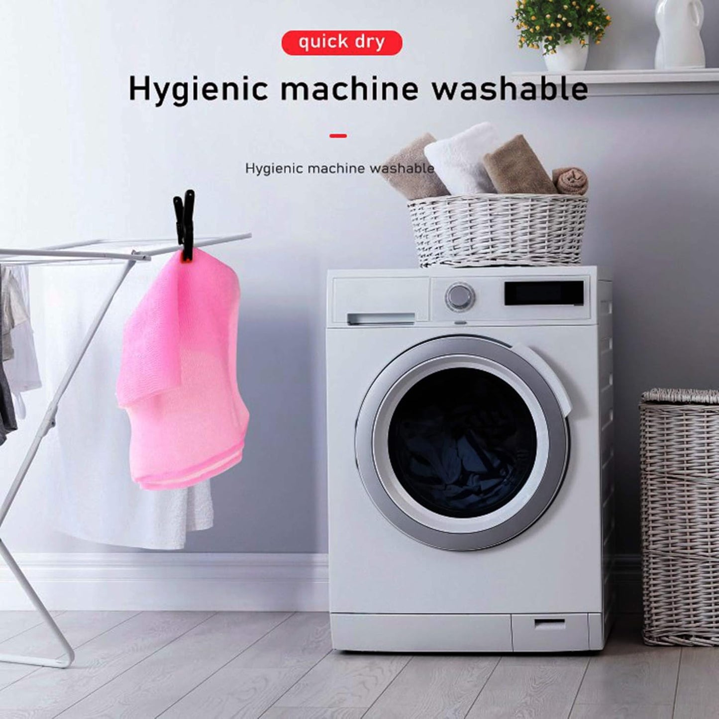 ARCH&M Exfoliating Washcloth, Japanese Bath Towel, Korean Exfoliation Scrub, Nylon Body Scrubber, Back Scrubber for Shower, Loofah Alternative - 3 Pack (Black x 3)